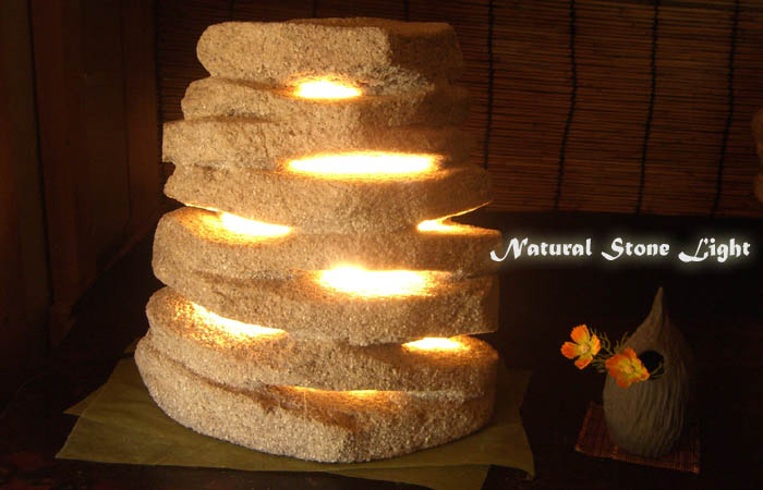 天然コーガ石（抗火石）のインテリアライト02のフロアランプ